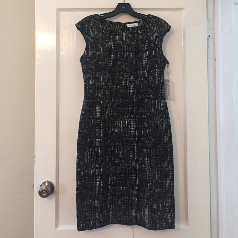 Calvin Klein Black and White Midi Dress